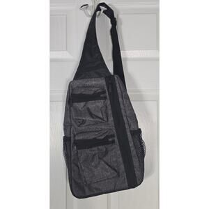 Thirty-One Signature Charcoal Crosshatch Sling Back Bag